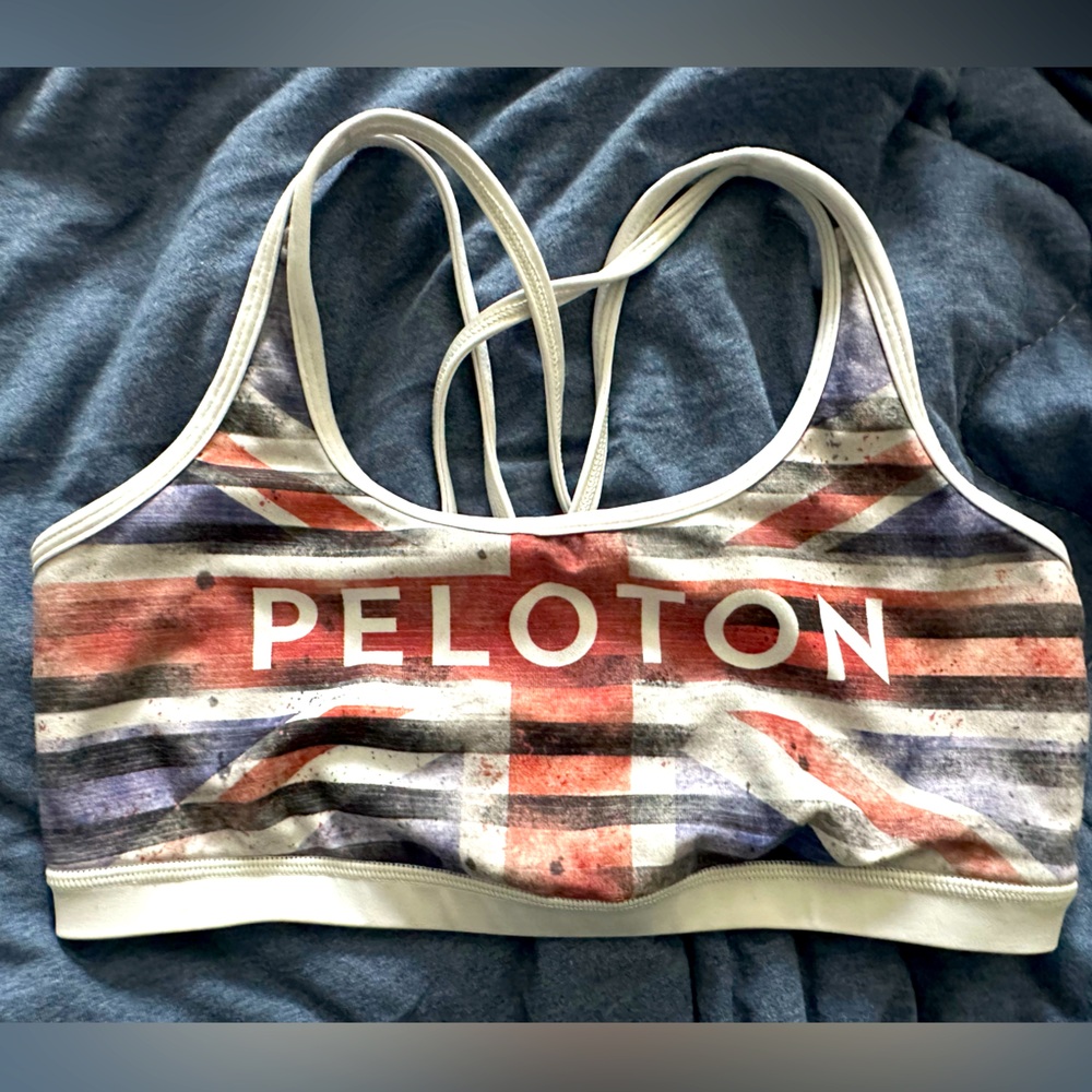 Peloton With Sports Bra - size M/Medium - Union Jack flag design - gently used